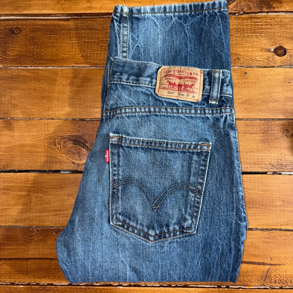 Levi's Jeans 514 Men's 29x29 Blue Denim Slim‎ Straight ERROR MISCUT BUTTON